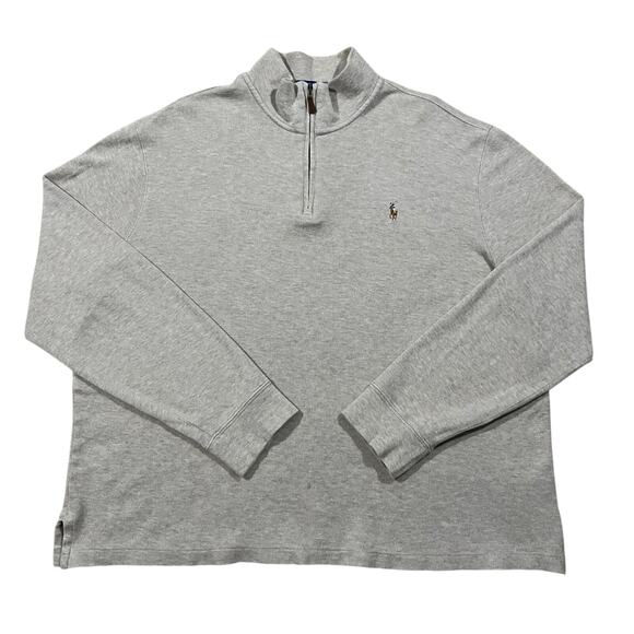 Polo Ralph Lauren Estate Rib 1/4 Zip Pullover Sweatshirt Beige Size Large - Picture 1 of 6